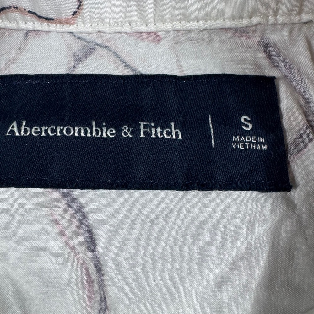 Abercrombie & Fitch Shirt Mens Small White Pink Floral Tennis Camp Button Up - Picture 3 of 8